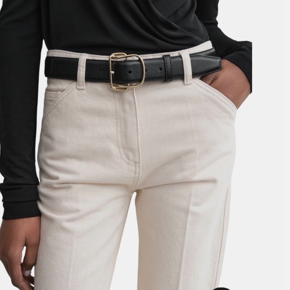 NWT $440 TOTEME Swirl Leather Belt in BLACK w/ GOLD hardware, Size 28in/70cm! main image 5